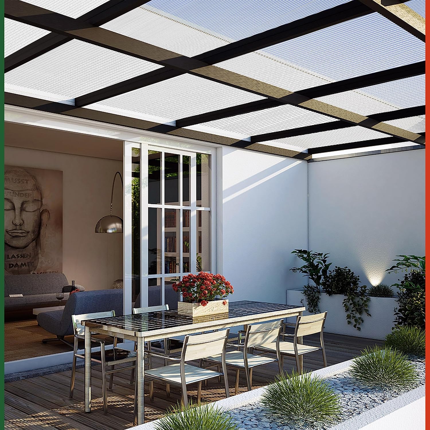 GARDEBRUK® 14x Doppelstegplatten 4mm Zuschneidbar 121x60,5cm Polycarbonat 10,3m2 UV-beständig Klar Hohlkammerplatten Gewächshaus Platten Stegplatten — Ansicht 2