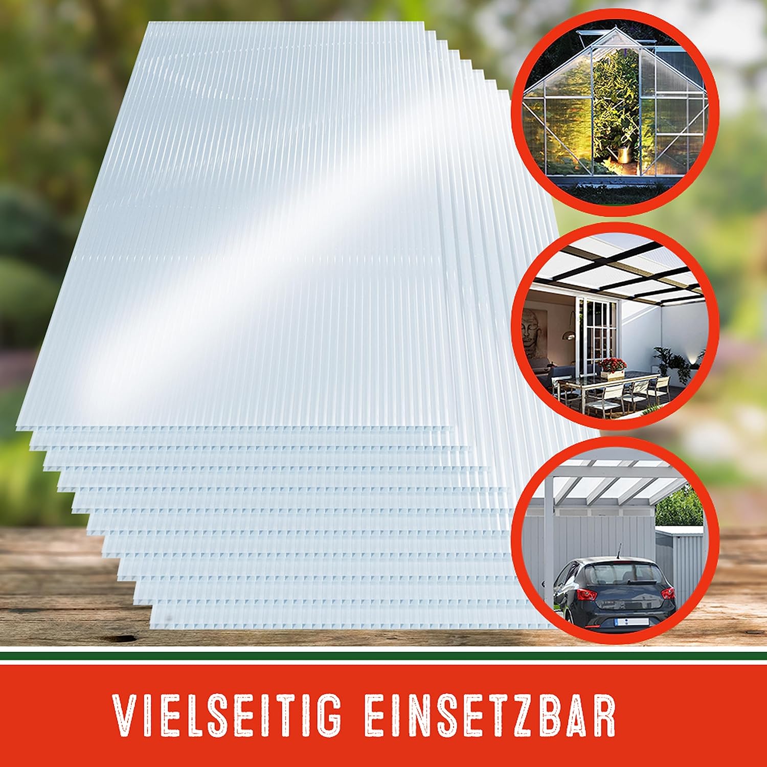 GARDEBRUK® 14x Doppelstegplatten 4mm Zuschneidbar 121x60,5cm Polycarbonat 10,3m2 UV-beständig Klar Hohlkammerplatten Gewächshaus Platten Stegplatten — Ansicht 4
