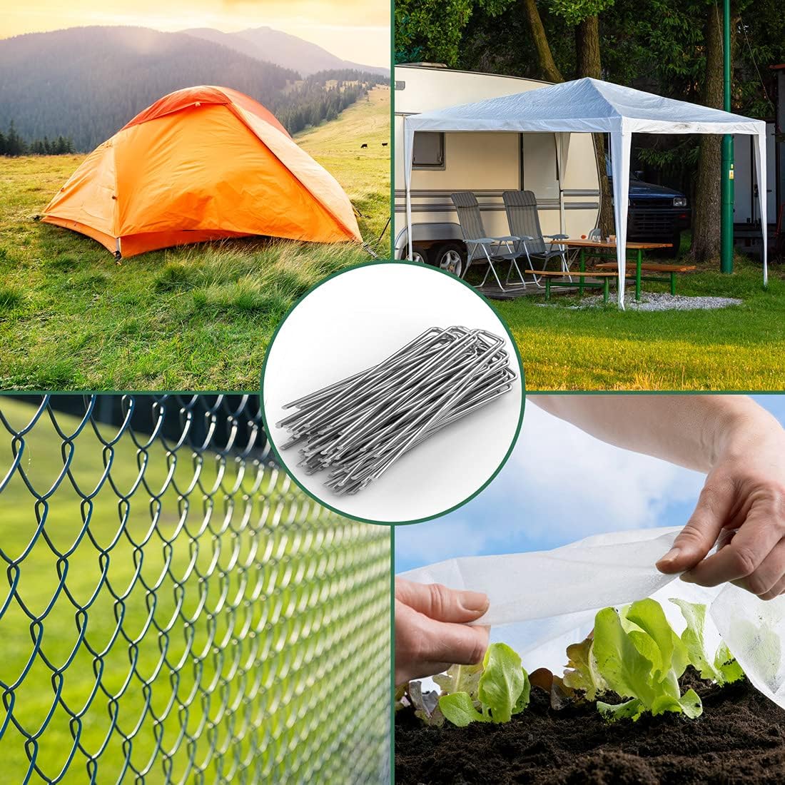 GARDEBRUK® 200x Erdanker verzinkter Stahl 150mm x 25mm Ø 2,7mm Unkrautvlies Gartenvlies Zeltanker Heringe Bodenanker Zaun Garten Camping Kunstrasen — Ansicht 3