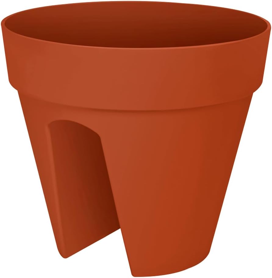 Gardebruk® 2X Blumentopf loft urban Balkonhalterung 29x26cm Überlaufrohre Rund Blumenkasten Pflanzkasten Balkonkasten Übertopf Pflanzkübel Terracotta — Ansicht 4