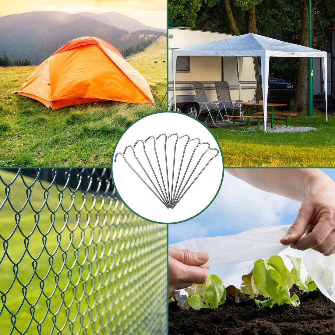 Gardebruk 50x Heringe verzinkter Stahl 20 x 3 cm Ø 3,5 mm Unkrautvlies Gartenvlies Zeltanker Erdanker Erdnägel Zaun — Ansicht 2
