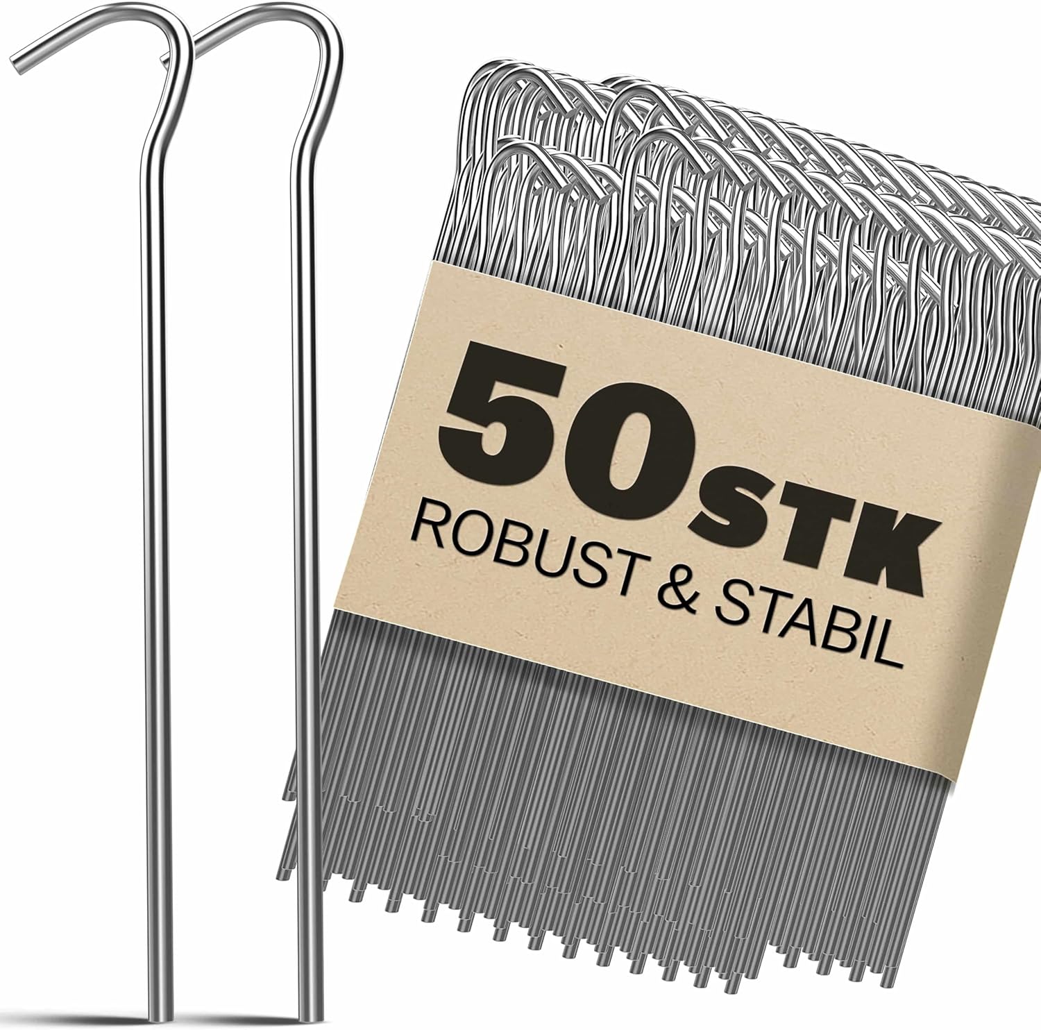 Gardebruk 50x Heringe verzinkter Stahl 20 x 3 cm Ø 3,5 mm Unkrautvlies Gartenvlies Zeltanker Erdanker Erdnägel Zaun