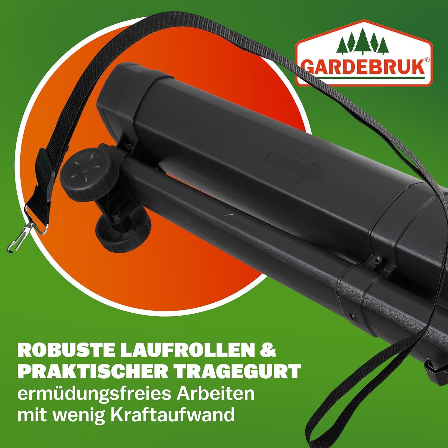 GARDEBRUK® Elektro Laubsauger 3 in 1 3000W Schultergurt 270km/h Rollen 45L Fangsack Laubbläser Häcksler Gartensauger Grün — Ansicht 4