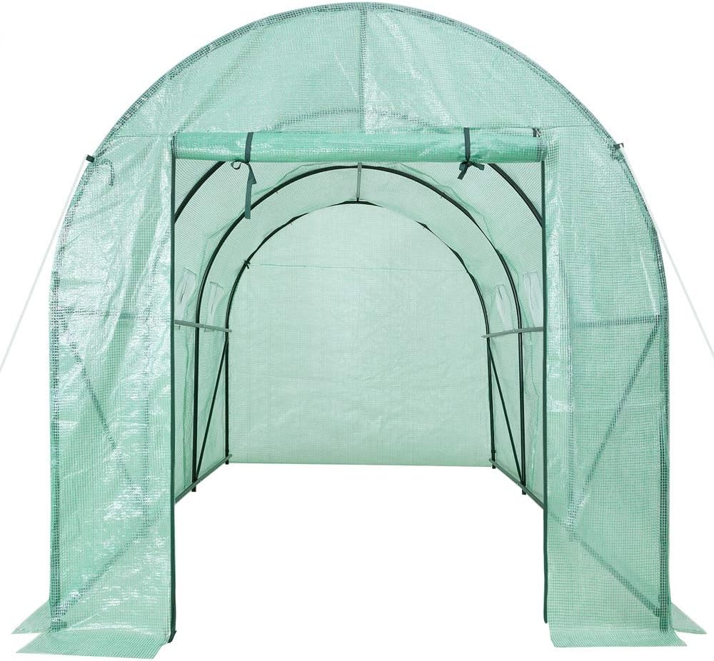 Gardebruk® Foliengewächshaus 7m2 aufrollbare Tür 6 Fenster Treibhaus Tomatenhaus Folientunnel Anzucht 350x200x200cm — Ansicht 3