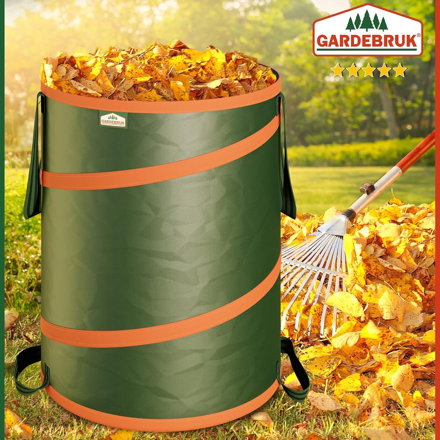 GARDEBRUK® Gartenabfallsack 3x165 Liter 30 kg Belastbarkeit stabil robust abwaschbar Garten Pop up Rasensack Laubsack — Ansicht 3