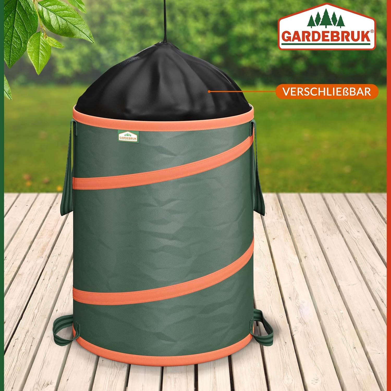GARDEBRUK® Gartenabfallsack 3x165 Liter 30 kg Belastbarkeit stabil robust abwaschbar Garten Pop up Rasensack Laubsack — Ansicht 5