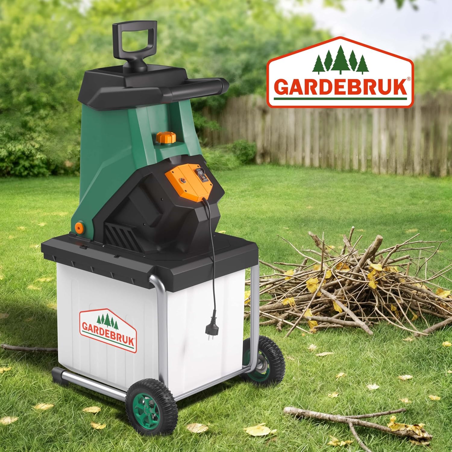 Gardebruk® Gartenhäcksler 3100 W max. 40 mm Aststärke Elektrisch 50 L Robuste Auffangbox Messerhäcksler Schredder Holz — Ansicht 2
