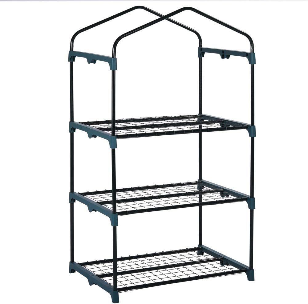 Gardebruk® Gewächshaus Foliengewächshaus platzsparend & stabil mit 3 Ablagen & aufrollbarer Tür Balkon Garten Tomatengewächshaus 126x49x69cm — Ansicht 2