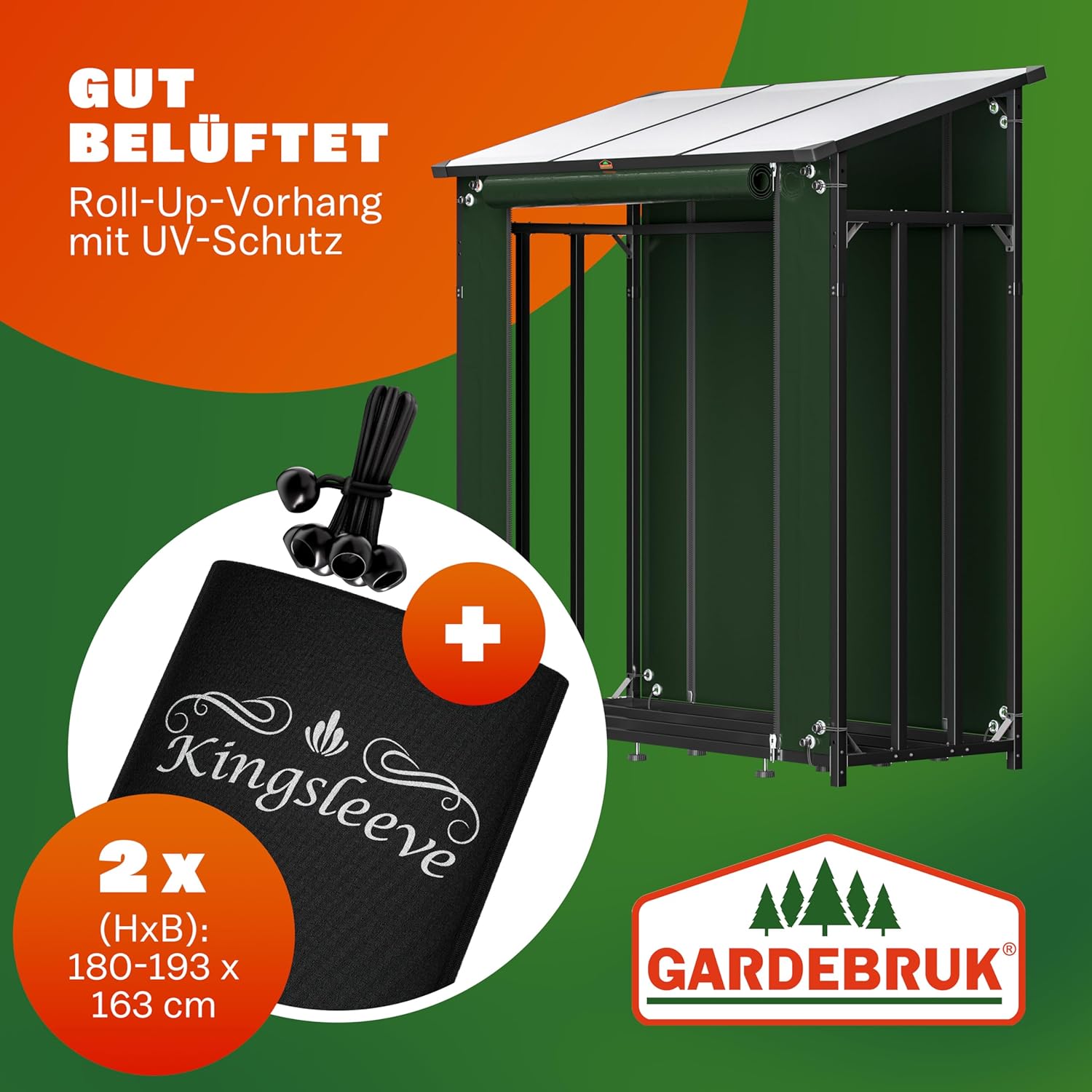 Gardebruk® Kaminholzregal Außen Stahl XXL Schwarz mit Dach Abdeckung Holzunterstand Holzlager Regal inkl. Tragetasche Holzregal Holzstapelhilfe — Ansicht 5