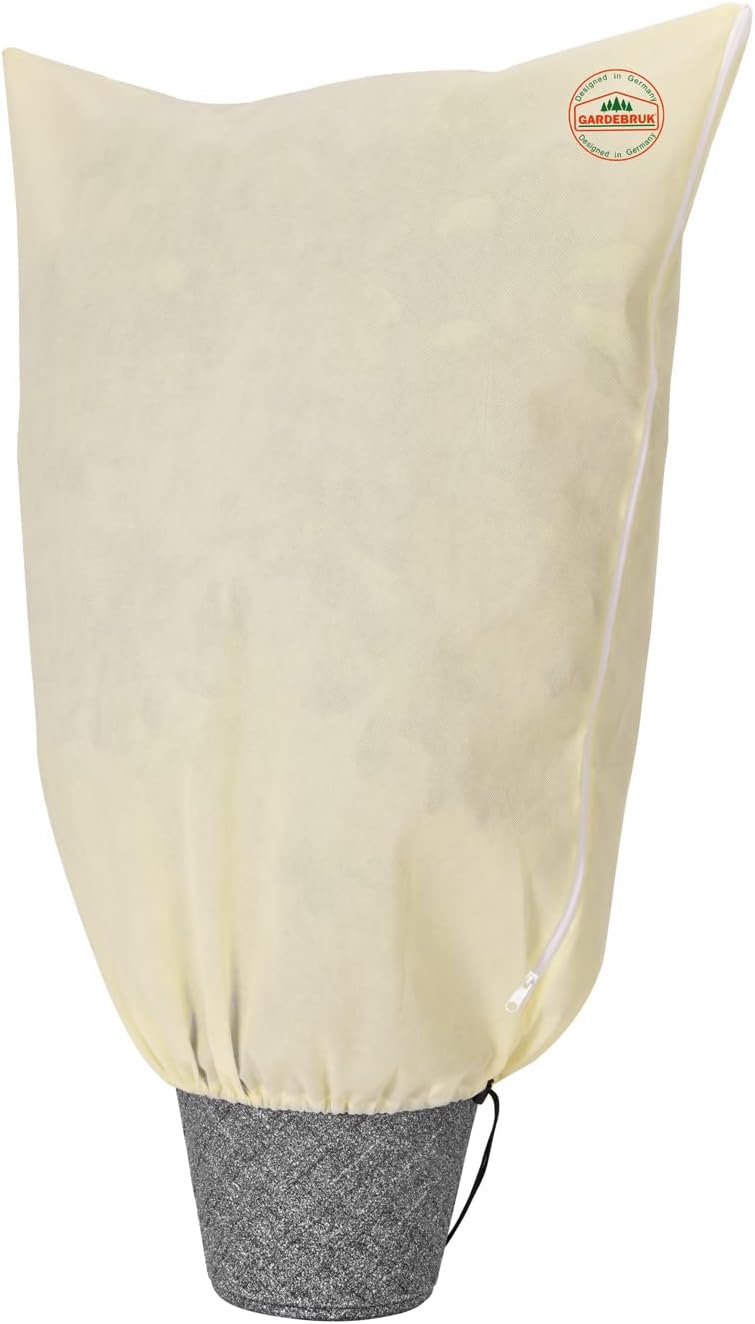 Gardebruk® Kübelpflanzensäcke 120x180 cm 70g/m2 Reißverschluss Garten Frostschutzhaube Winterschutz für Pflanzen Pflanzenschutzvlies Beige