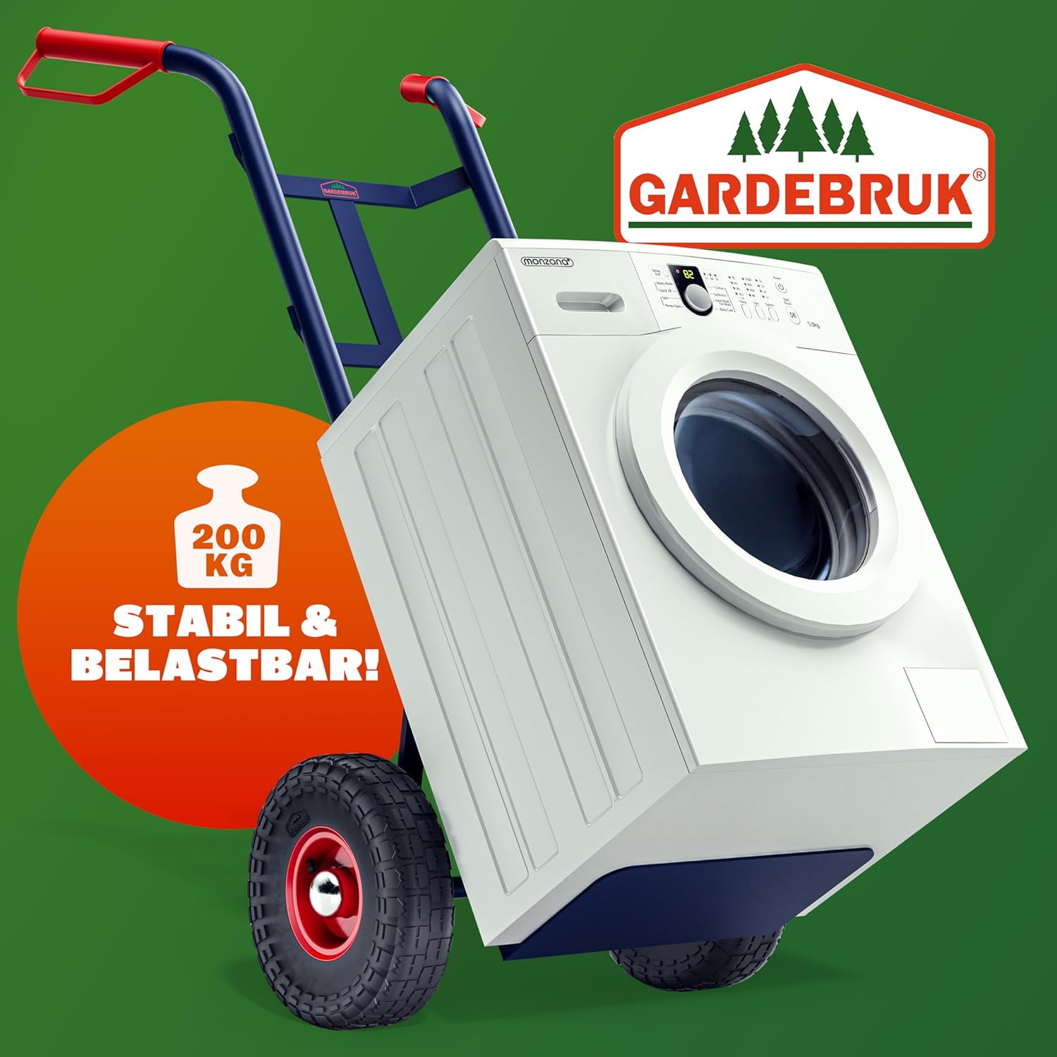 GARDEBRUK Sackkarre klappbar 200kg Luftbereifung Stahl Transportkarre Haltegriffe Transportroller Stapelkarre Transportwagen Handkarre blau — Ansicht 4