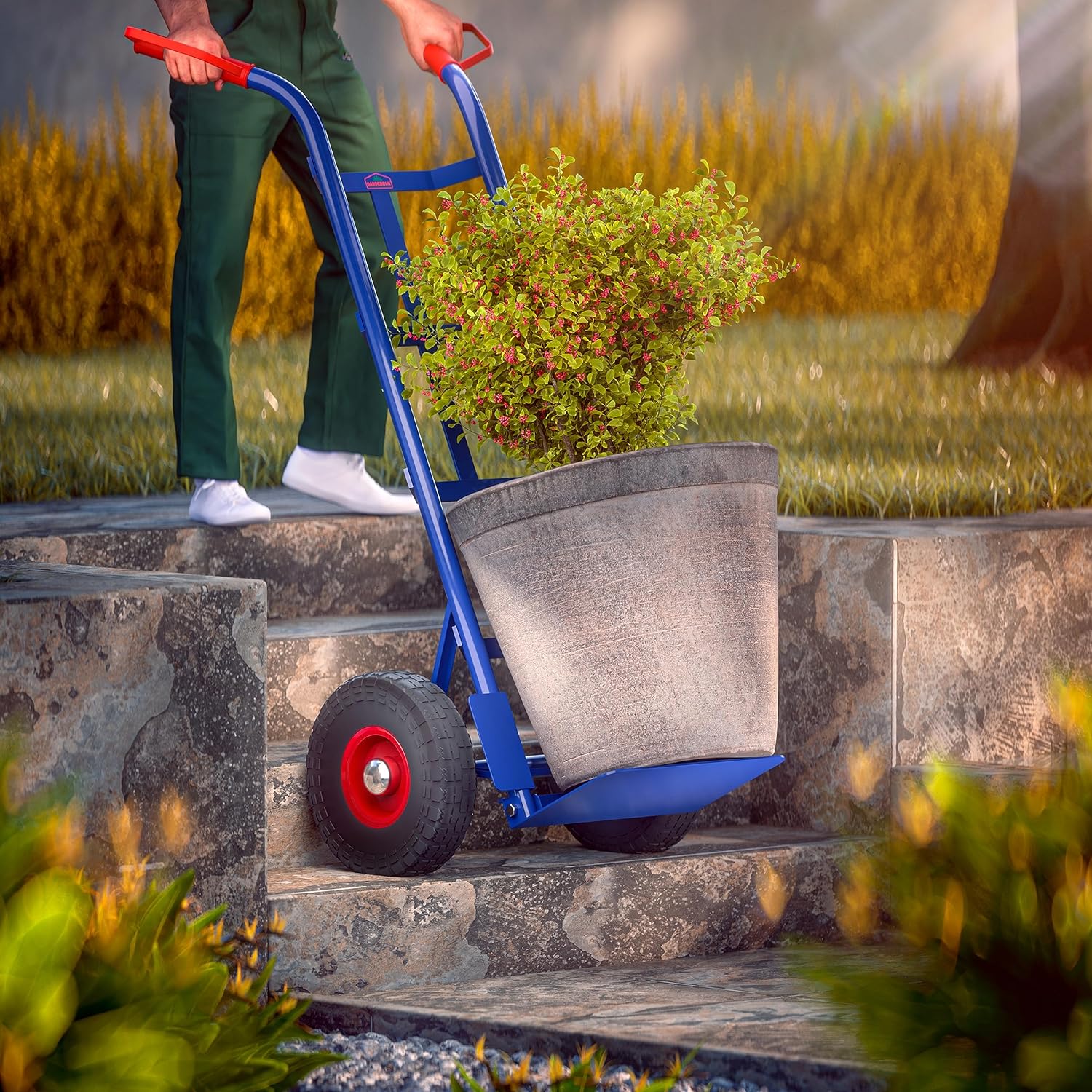 GARDEBRUK® Sackkarre PU Vollgummireifen klappbar 200kg Stahl Schutzblech Schwerlast Garten Umzug Transportkarre Transportwagen Transportroller — Ansicht 2