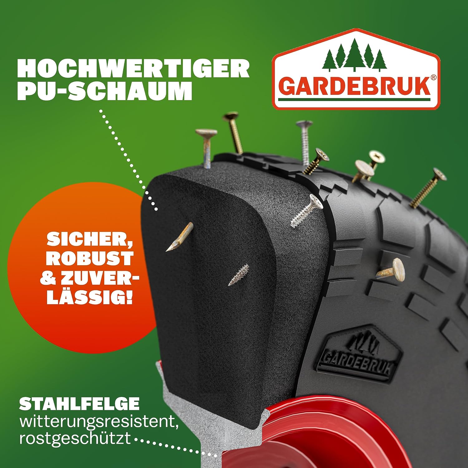 GARDEBRUK® Sackkarre PU Vollgummireifen klappbar 200kg Stahl Schutzblech Schwerlast Garten Umzug Transportkarre Transportwagen Transportroller — Ansicht 3