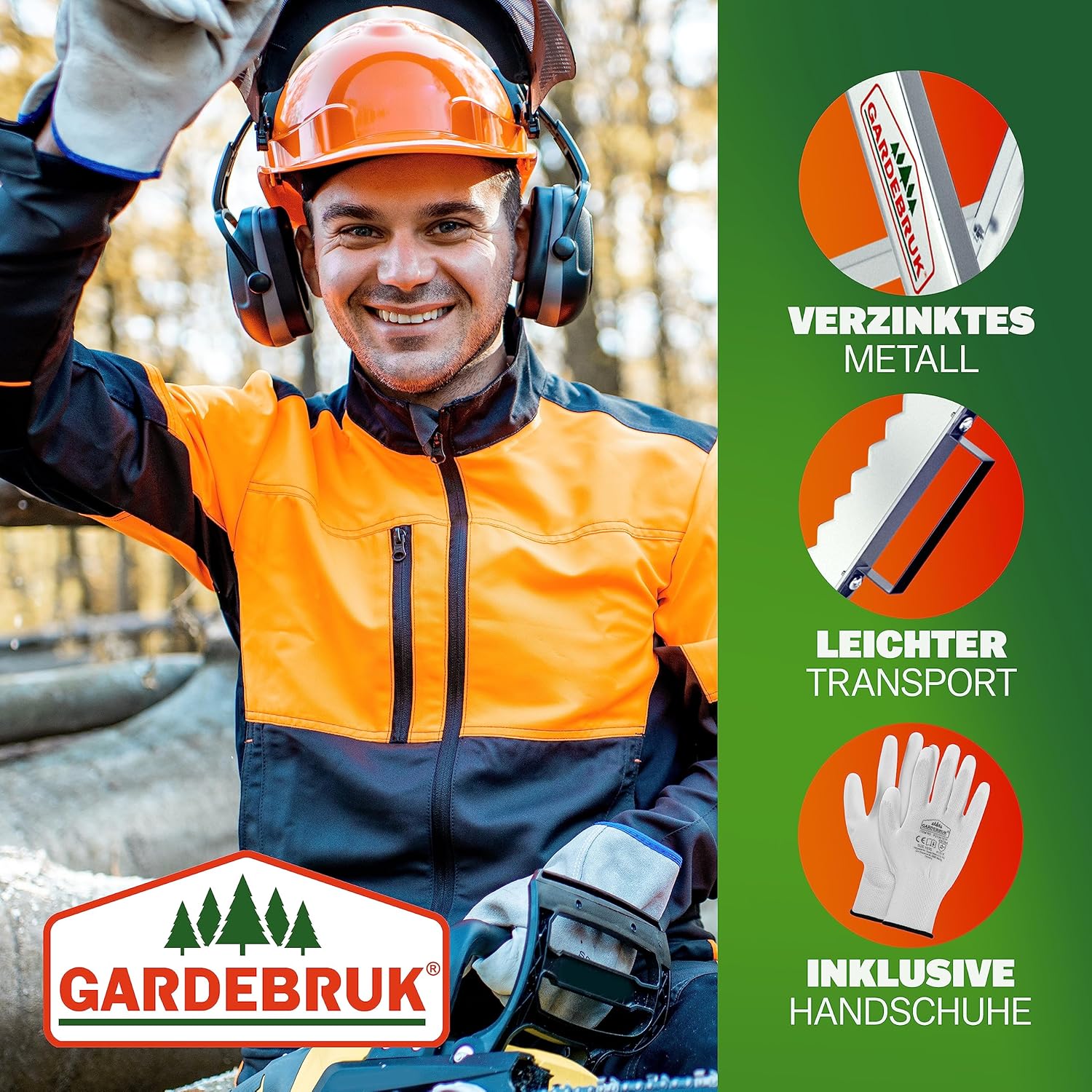 GARDEBRUK® Sägebock Holzsägebock Sägehilfe klappbar 150kg stabil Holzbock Sägegestell Kettensägebock Holzschneidebock Säge Bock Holz verzinkt Metall — Ansicht 2