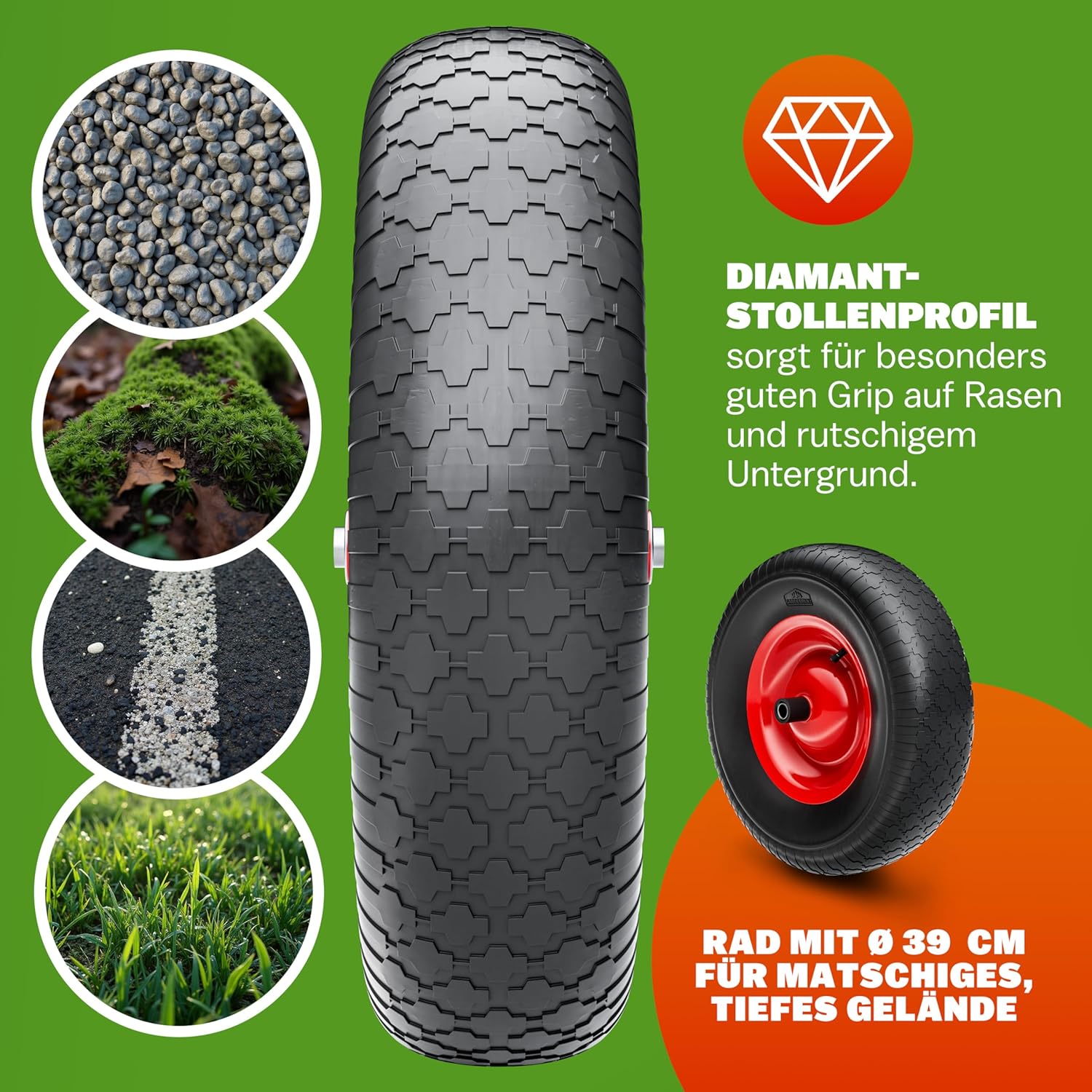GARDEBRUK® Schubkarre 100 Liter bis 250kg Luftreifen mit Stahlfelge verzinkt Garten Bauschubkarre Gartenschubkarre — Ansicht 4