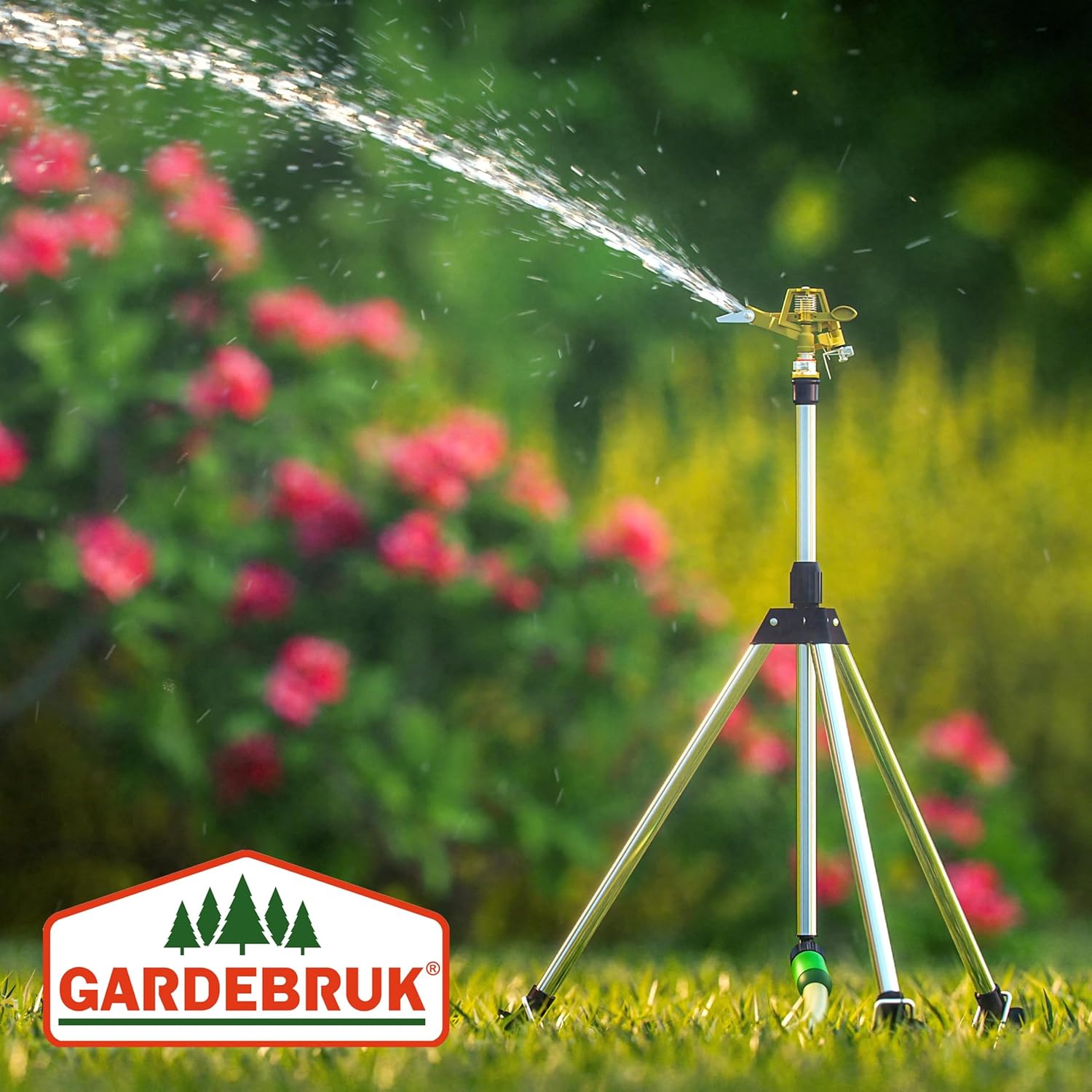 GARDEBRUK® Sprinkler mit Teleskopstativ Erdspieß Sprengweite bis 24m Garten Impulsregner Rasensprenger Sektorenregner Gartenbewässerung Wassersprinkler — Ansicht 3