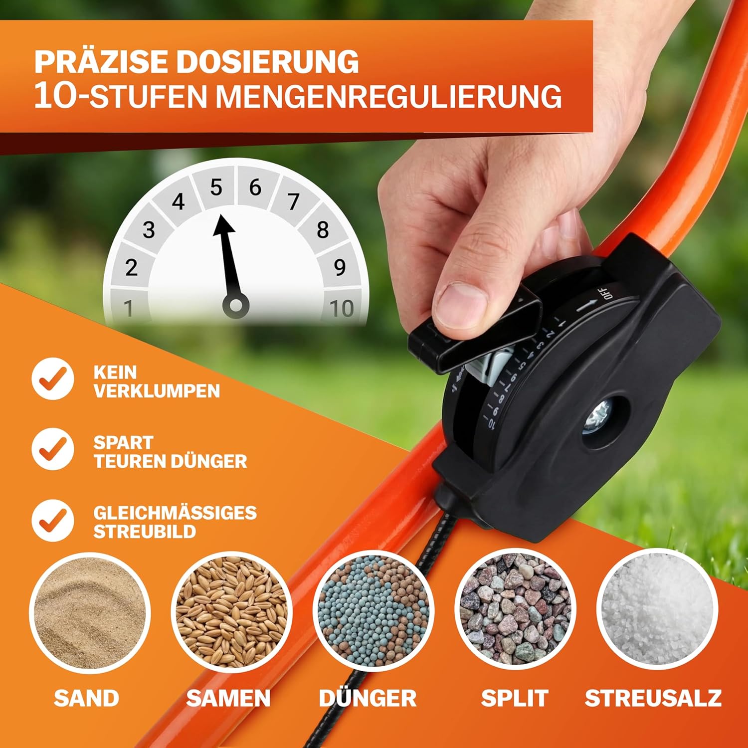 GARDEBRUK® Streuwagen 20 L Streumenge einstellbar XXL Luftreifen - Saatgutstreuer Streuer für Salz Dünger Rasen Saatgut — Ansicht 4