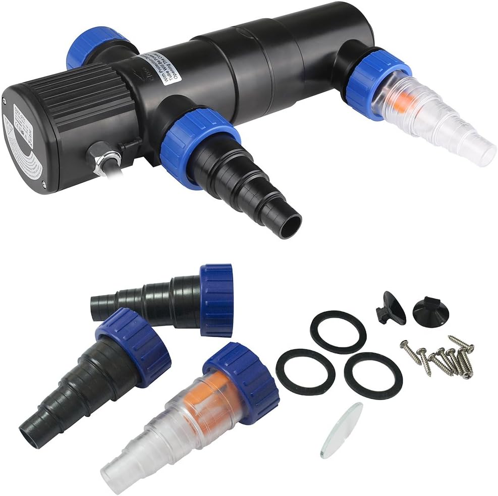Gardebruk® Teichklärer 11 Watt 5m Kabel 3 Anschlussadapter Gartenteich Aquarium UVC Klärer Lichtfilter Wasserklärer Algenvernichter Wasseraufbereiter UV