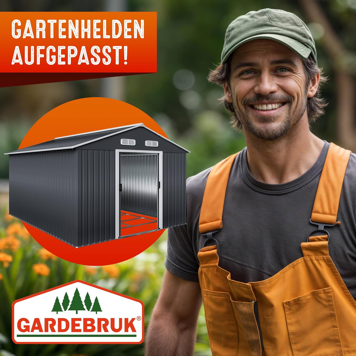 GARDEBRUK® XXXL Metall Gerätehaus 8m2 mit Fundament 315x260x180cm Schiebetür Anthrazit Geräteschuppen Gartenhaus 15m3 — Ansicht 6