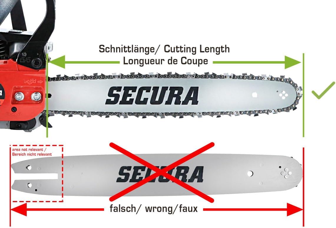 SECURA 4 Sägeketten + Schwert kompatibel mit Gardebruk DBSK004 Motorsäge mit 45cm 3/8LP 62TG 1,3mm — Ansicht 3